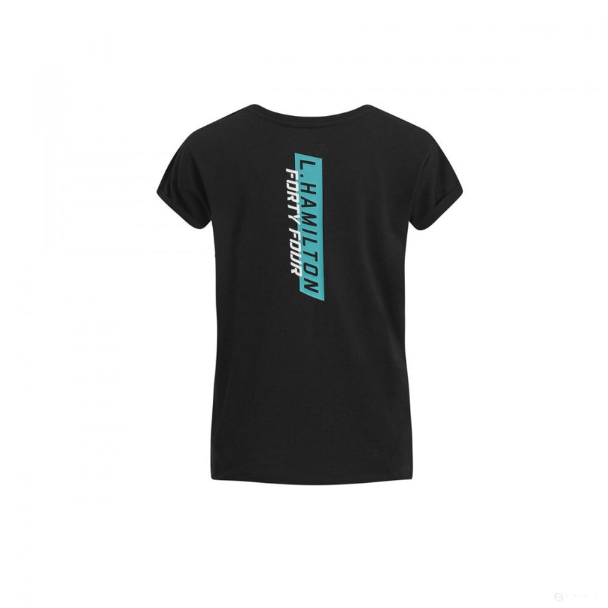 2019, Schwarz, Mercedes Round Neck Lewis Hamilton #44 Damen T-Shirt - FansBRANDS®