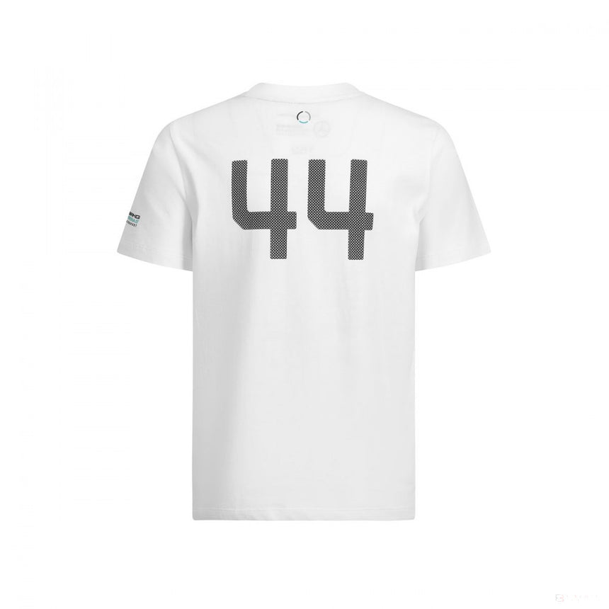 2019, Weiß, Mercedes Round Neck Lewis Hamilton #44 Kinder T-Shirt - FansBRANDS®