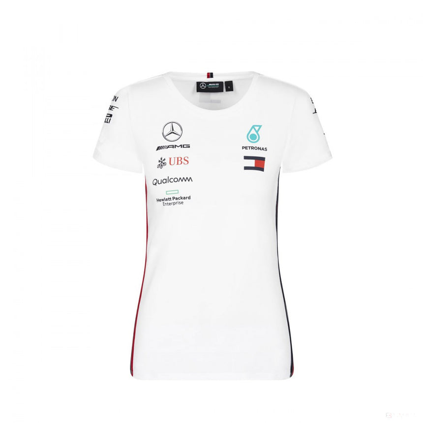 2019, Weiß, Mercedes Round Neck Damen Team T-Shirt - FansBRANDS®
