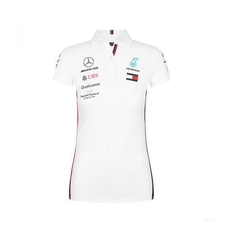 2019, Weiß, Mercedes Damen Team Polo Hemd - FansBRANDS®