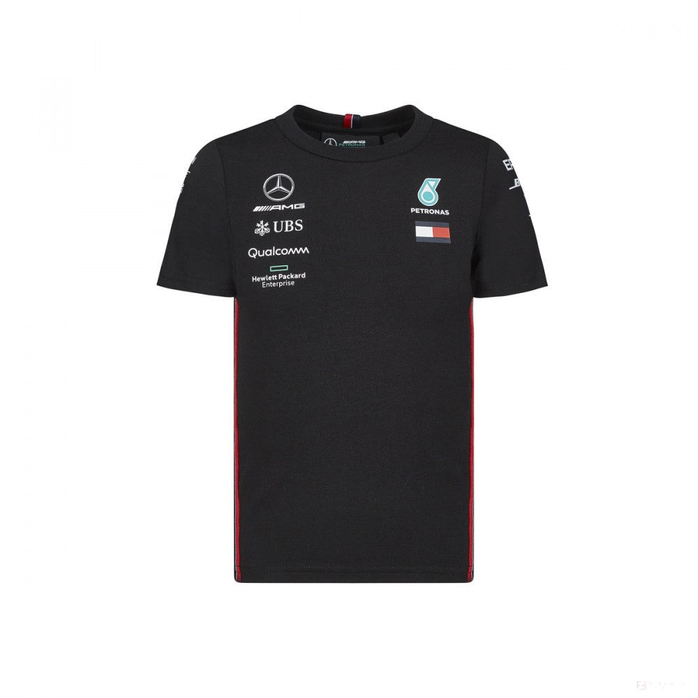2019, Schwarz, Mercedes Round Neck Kinder Team T-Shirt