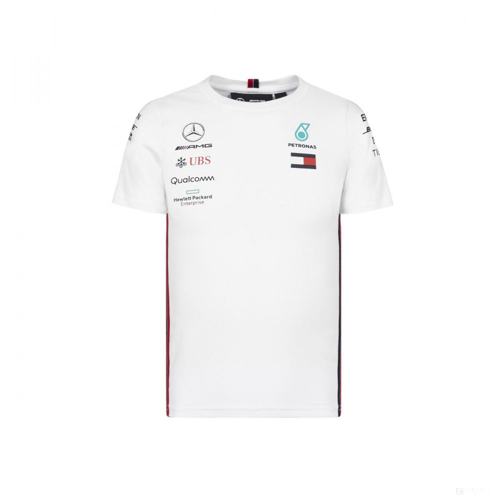 2019, Weiß, Mercedes Round Neck Kinder Team T-Shirt