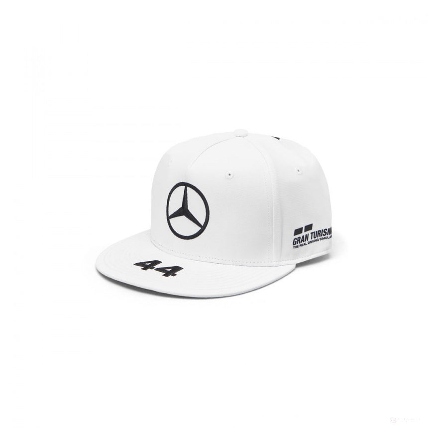 2019, Weiß, Erwachsene, Mercedes Lewis Hamilton Flatbrim Kappe - FansBRANDS®