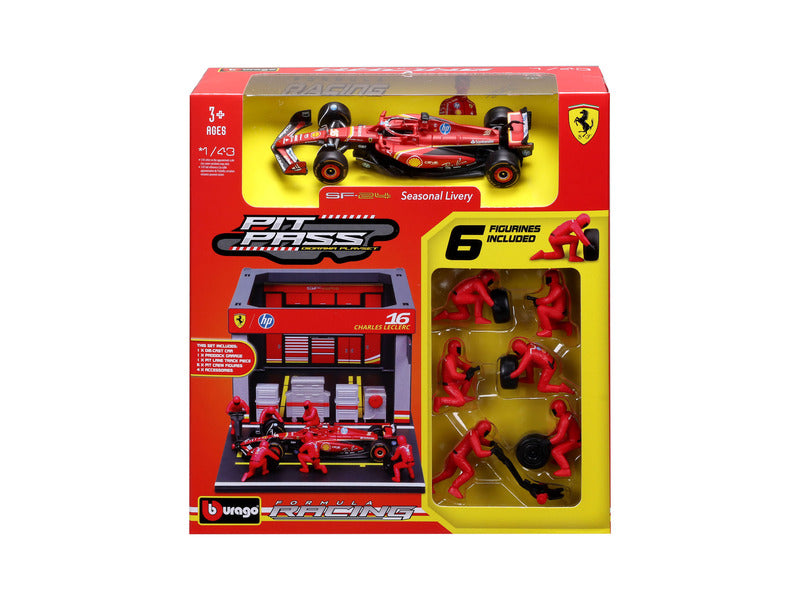 Ferrari Modellbausatz, Pitpass, bburago, 1:43, Charles Leclerc, #16, SF-24