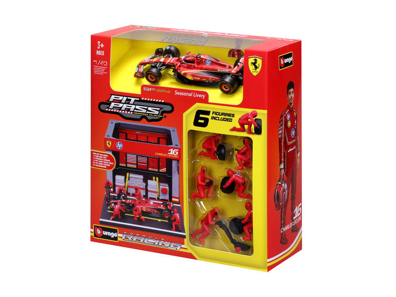 Ferrari Modellbausatz, Pitpass, bburago, 1:43, Charles Leclerc, #16, SF-24
