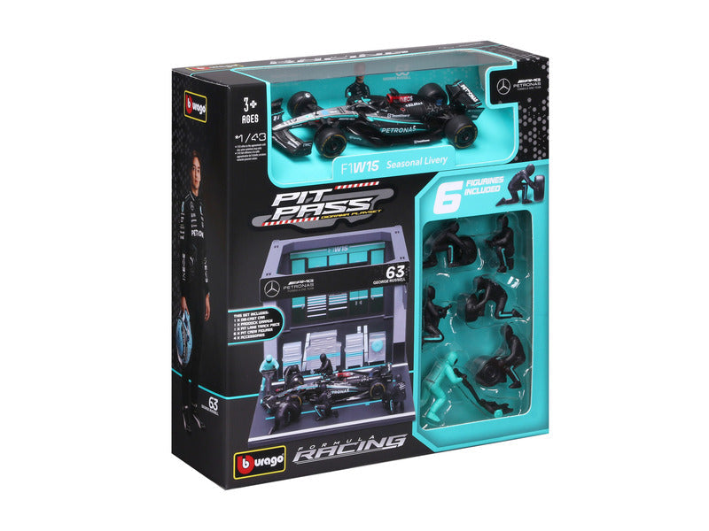 Mercedes Modellbausatz, Pit-Pass, bburago, 1:43, George Russell, #63, W15 E