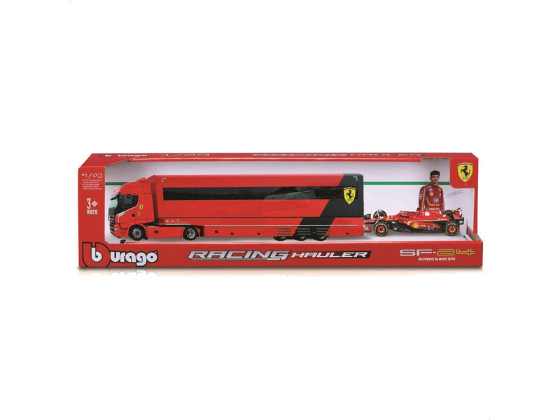 Ferrari Modelbausatz, Renntransporter, bburago, 1:43, Charles Leclerc, #16, SF-24
