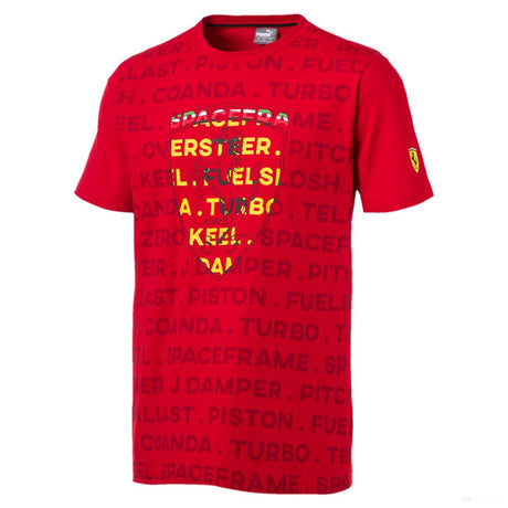 2019, Rot, Puma Ferrari Big Shield Round Neck T-Shirt - FansBRANDS®