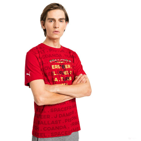 2019, Rot, Puma Ferrari Big Shield Round Neck T-Shirt - FansBRANDS®