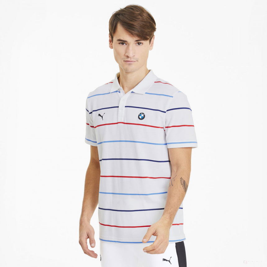 2020, Weiß, Puma BMW MMS Striped Round Neck T-Shirt - FansBRANDS®