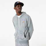 Los Angeles Lakers Sweatshirt, Kapuzen-Sweatshirt, Vollreißverschluss, New Era, grau