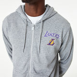 Los Angeles Lakers Sweatshirt, Kapuzen-Sweatshirt, Vollreißverschluss, New Era, grau