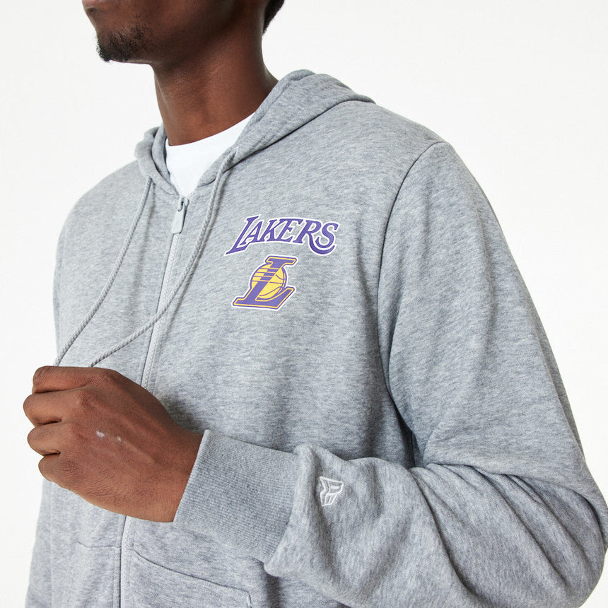Los Angeles Lakers Sweatshirt, Kapuzen-Sweatshirt, Vollreißverschluss, New Era, grau