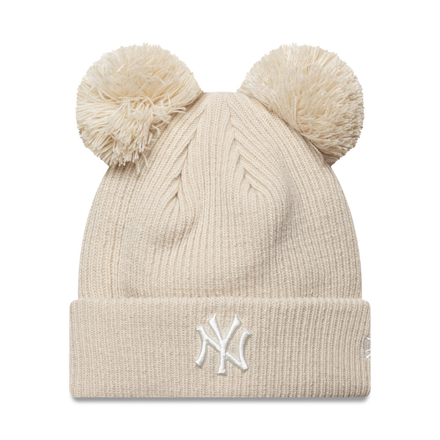 New York Yankees Mütze, doppelter Bommel, Damen, unifarben, New Era, beige