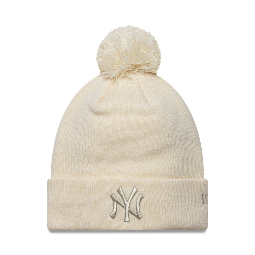 New York Yankees Mütze, metallischer Bommel, Frauen, New Era, beige