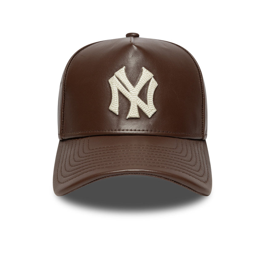 New York Yankees Kappe, Leder, New Era, A-Frame, braun
