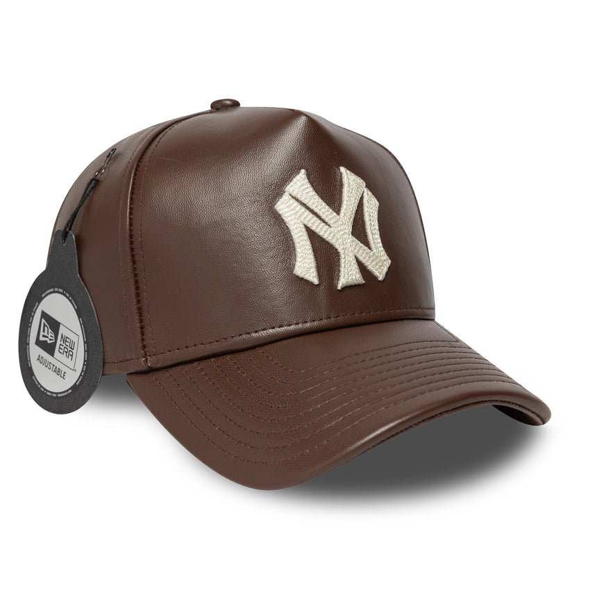 New York Yankees Kappe, Leder, New Era, A-Frame, braun