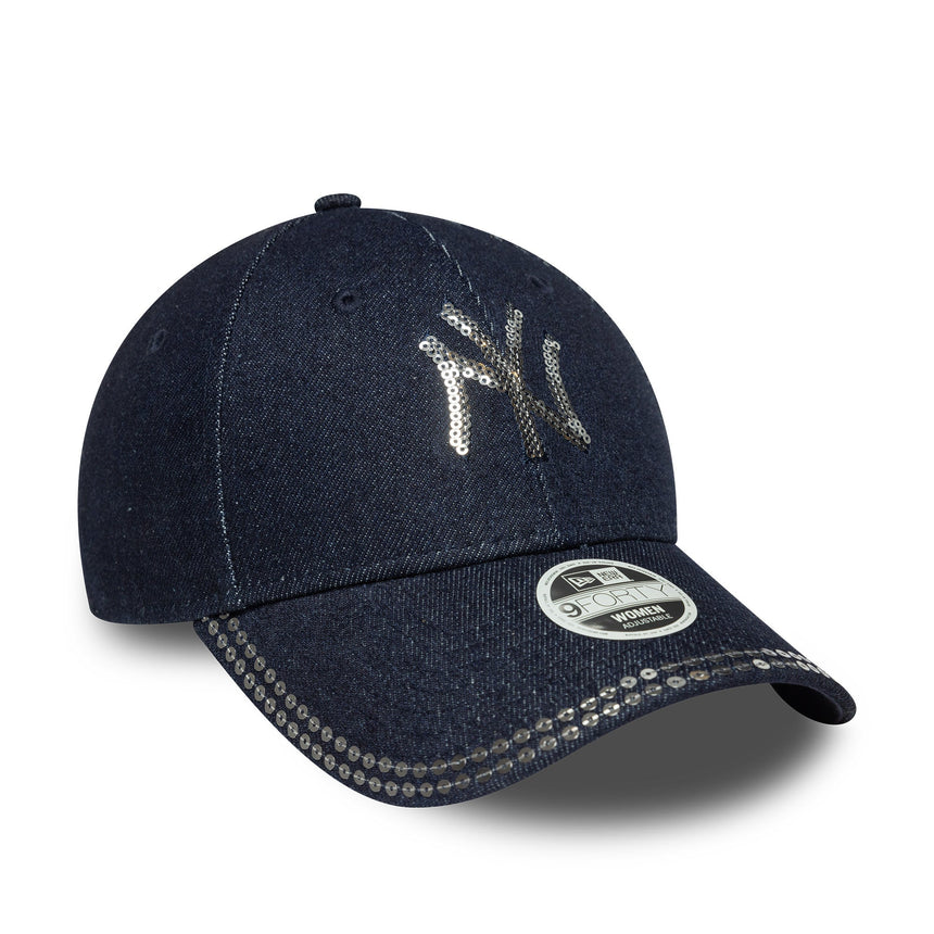 New York Yankees Cap, Pailletten, New Era, 9FORTY, blaues Muster, blau