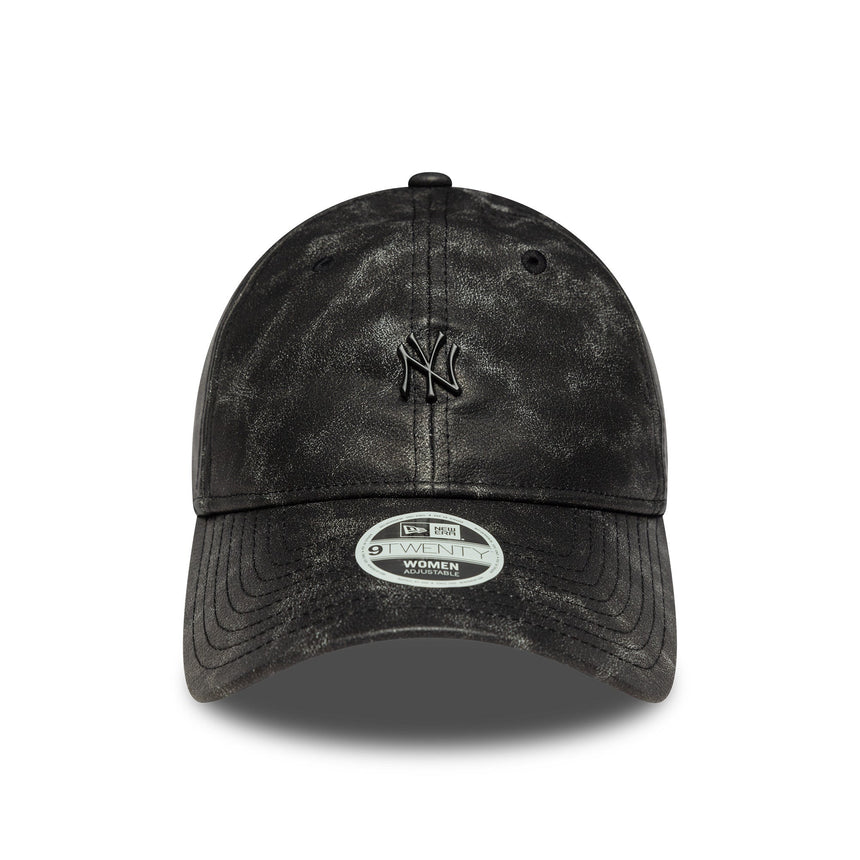 New York Yankees Cap, aus PU, New York Yankees, 9TWENTY, einfarbig, schwarz