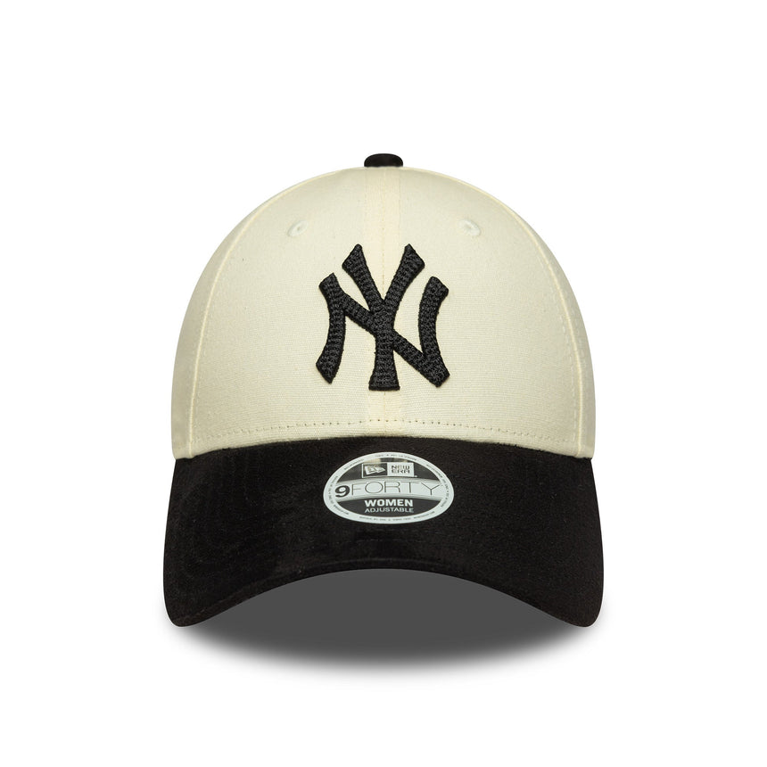 New York Yankees-Kappe, Kunstwildleder, New Era, 9FORTY, beige-schwarz