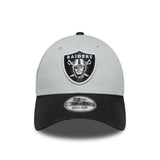 Las Vegas Raiders Kappe, zweifarbiges Pin, New Era, 9FORTY, Seiten-Patch, Schwarz-Weiß