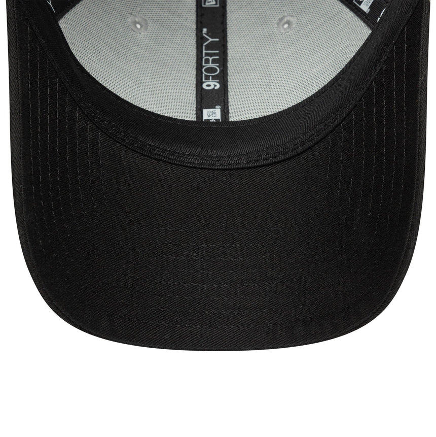 Las Vegas Raiders Kappe, zweifarbiges Pin, New Era, 9FORTY, Seiten-Patch, Schwarz-Weiß