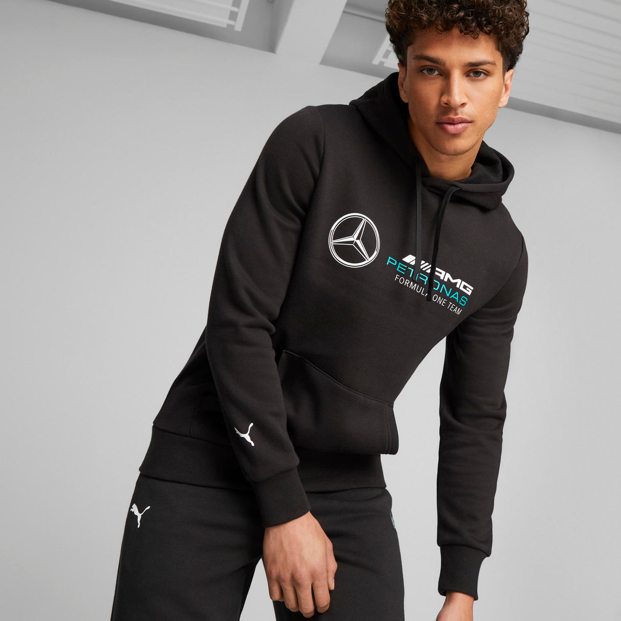 Mercedes sweatshirt, Kapuze, Puma, ESS, fleece, schwarz