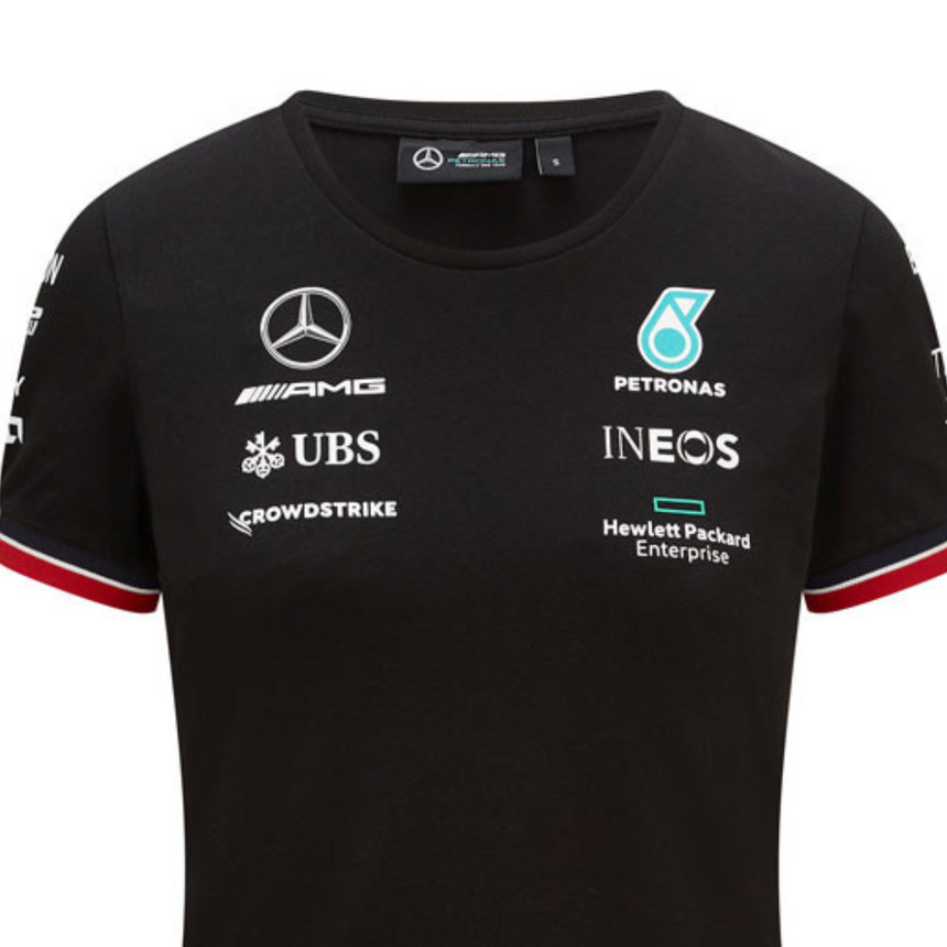 Camiseta negra del equipo Mercedes para mujer 2021