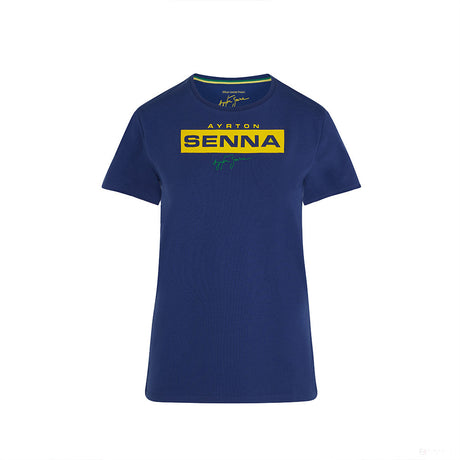 Ayrton Senna Logo Damen T-Shirt, Blau - FansBRANDS®