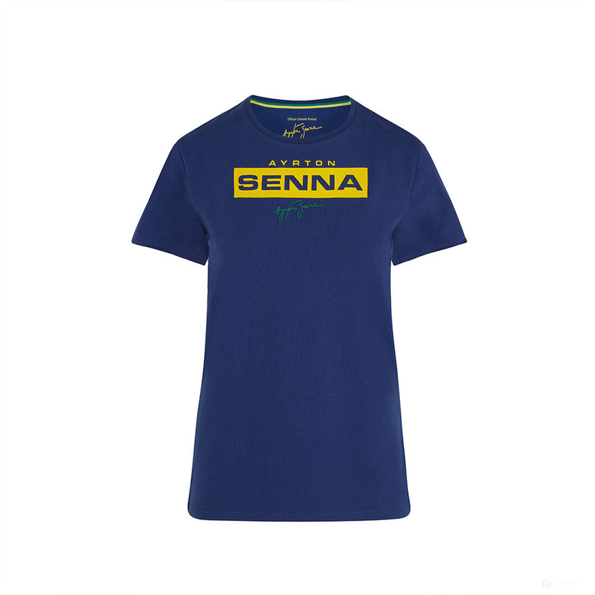Ayrton Senna Logo Damen T-Shirt, Blau - FansBRANDS®