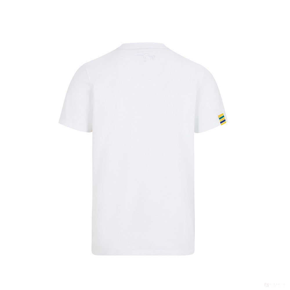 Ayrton Senna Stripe Graphic T-Shirt, Weiß