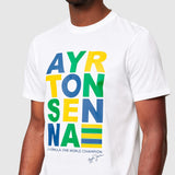 Ayrton Senna Stripe Graphic T-Shirt, Weiß