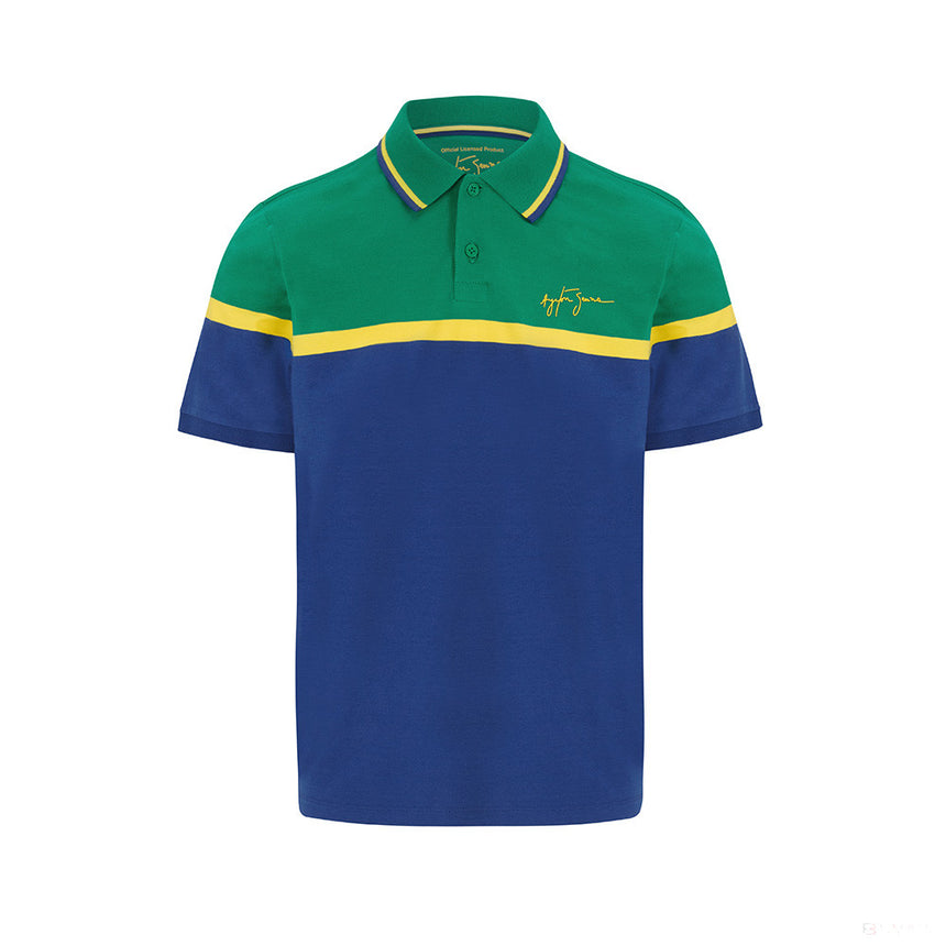 Ayrton Senna Stripe Polo Hemd, Blau - FansBRANDS®