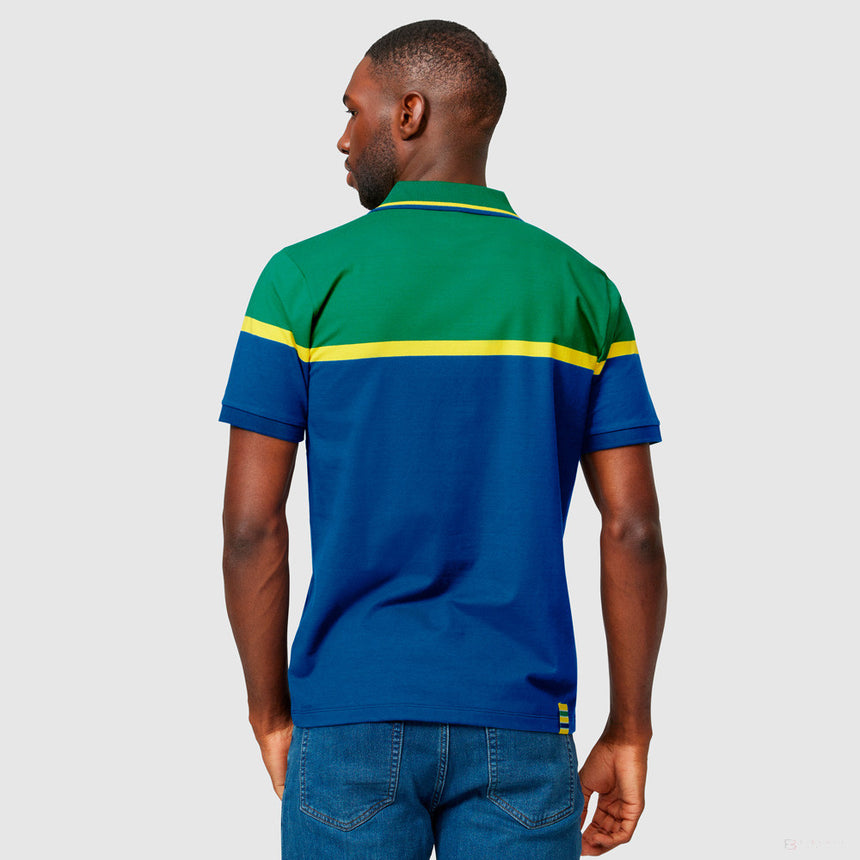 Ayrton Senna Stripe Polo Hemd, Blau - FansBRANDS®