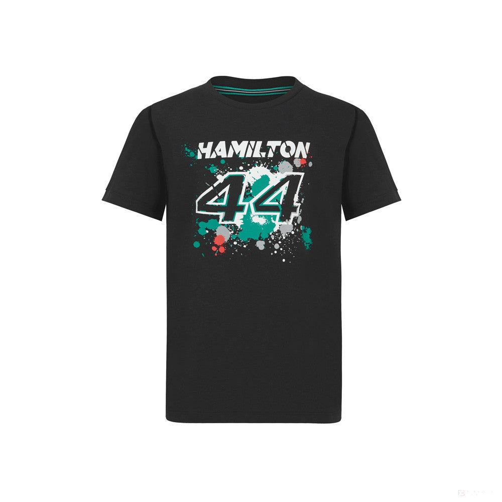 2022, Schwarz, LEWIS #44, Mercedes Lewis Hamilton Kinder T-shirt