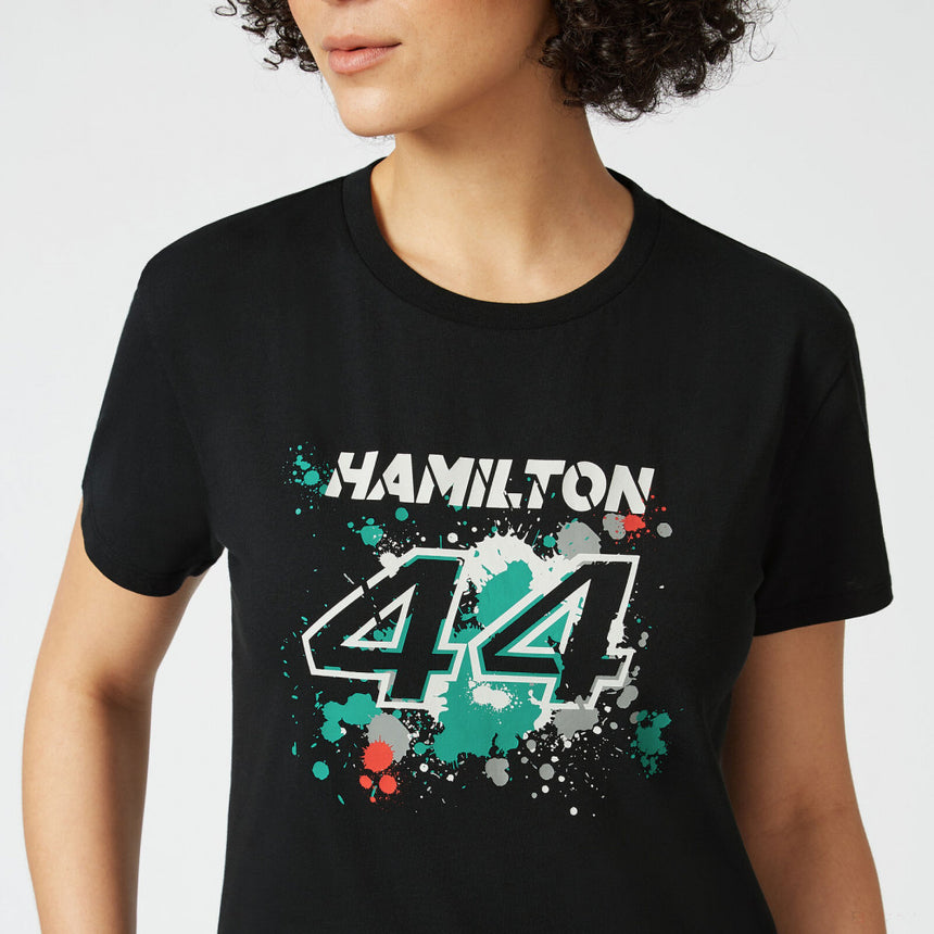 2022, Schwarz, LEWIS #44Mercedes Lewis Hamilton Damen T-shirt - FansBRANDS®