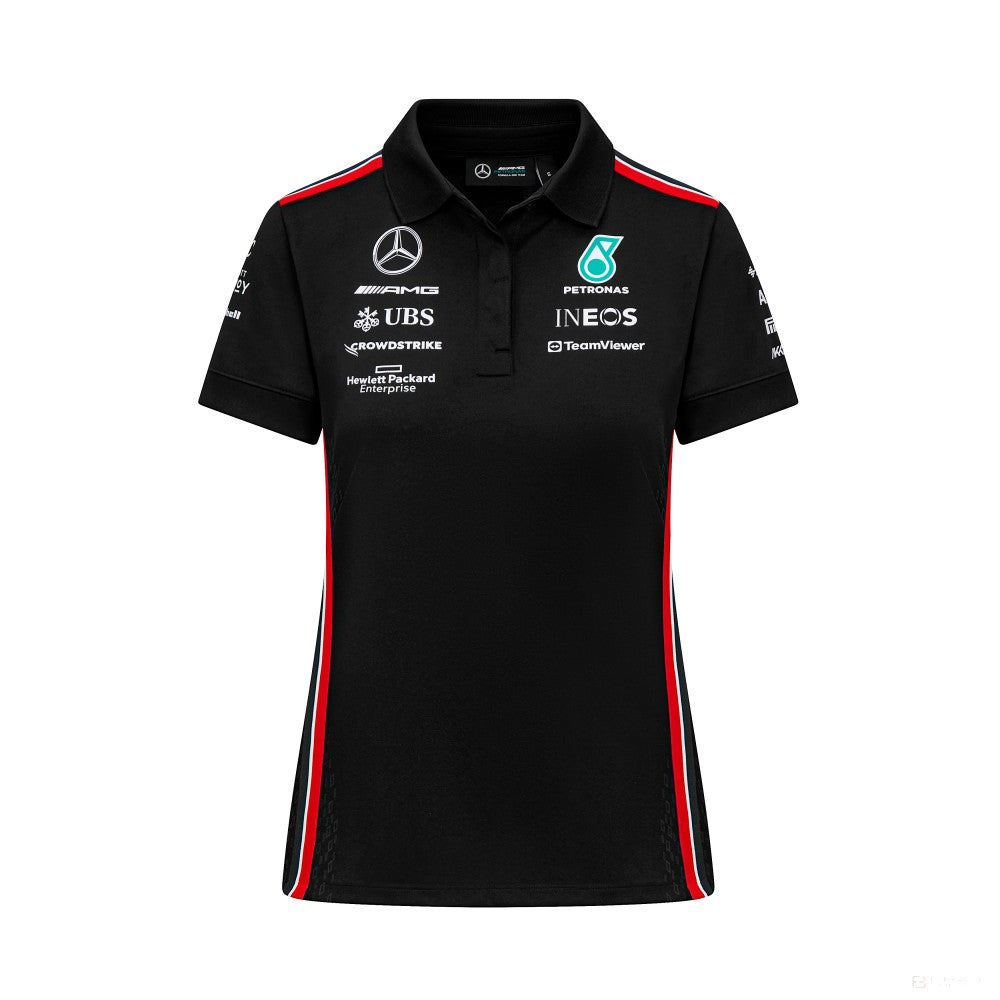 Mercedes Team Damen Polohemd, Schwarz, 2023 - FansBRANDS®