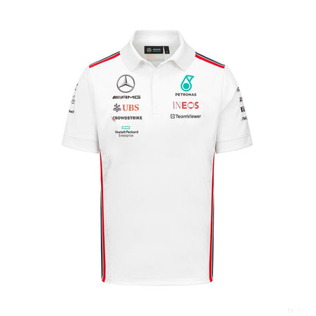 Mercedes Team Herren Polohemd, Weiß, 2023 - FansBRANDS®