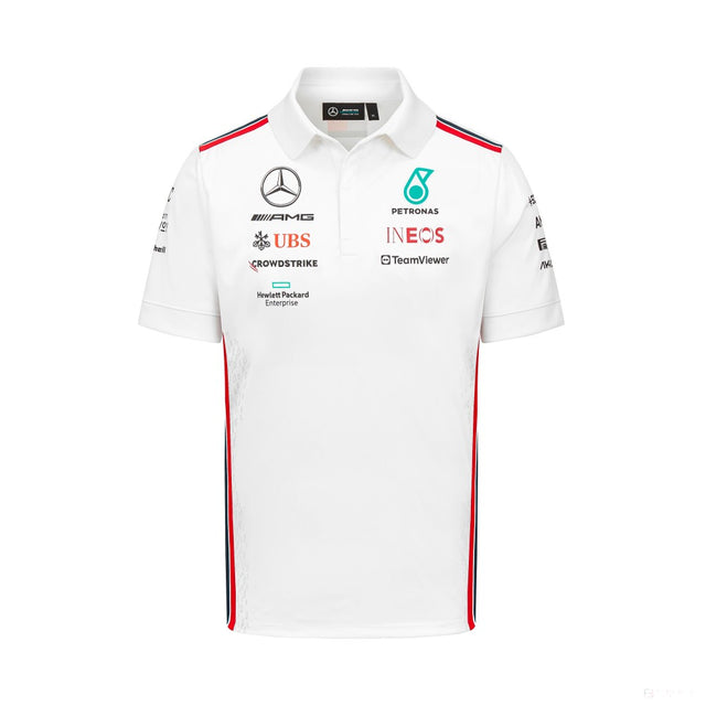 Mercedes Team Herren Polohemd, Weiß, 2023 - FansBRANDS®