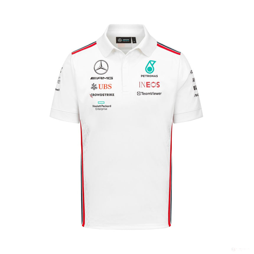 Mercedes Team Herren Polohemd, Weiß, 2023 - FansBRANDS®
