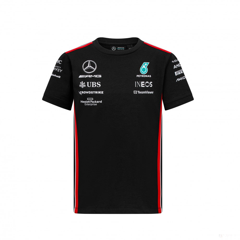 Mercedes Team Kinder Fahrer T-Shirt, Schwarz, 2023