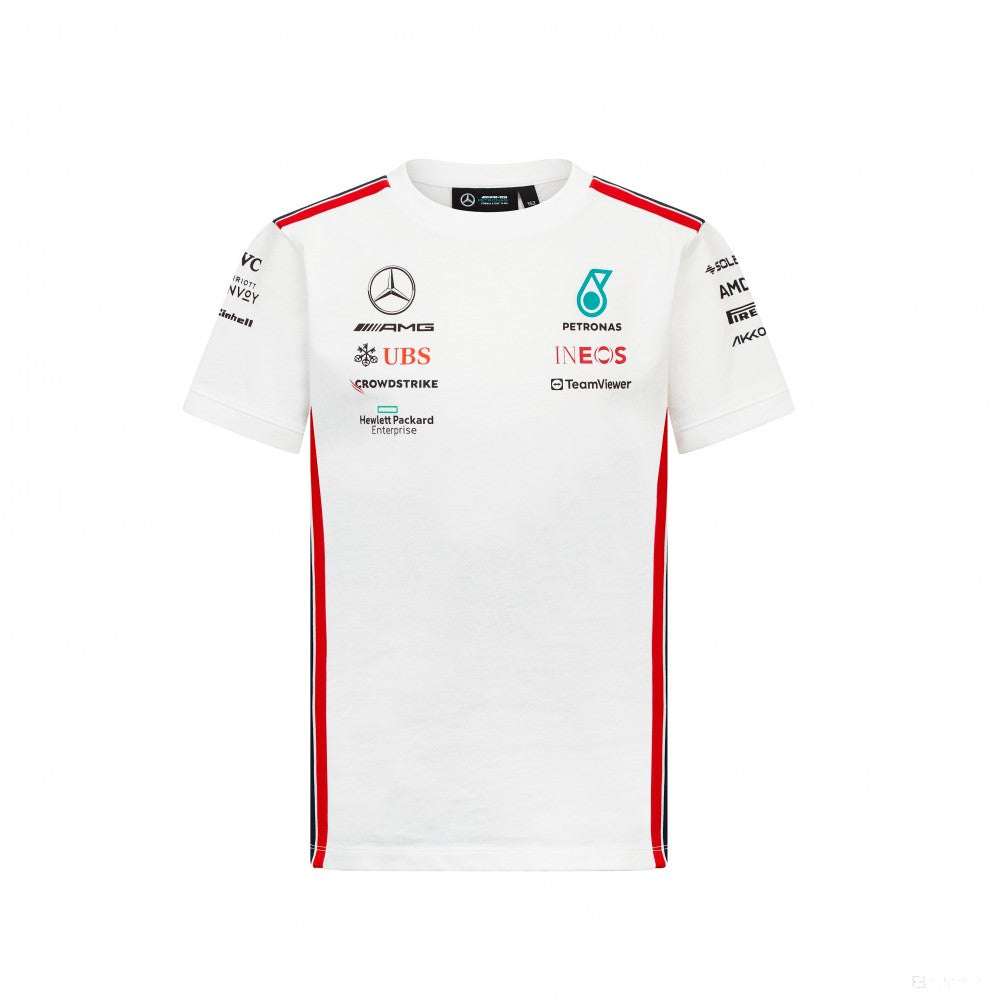 Mercedes Team Kinder Fahrer T-Shirt, weiß, 2023