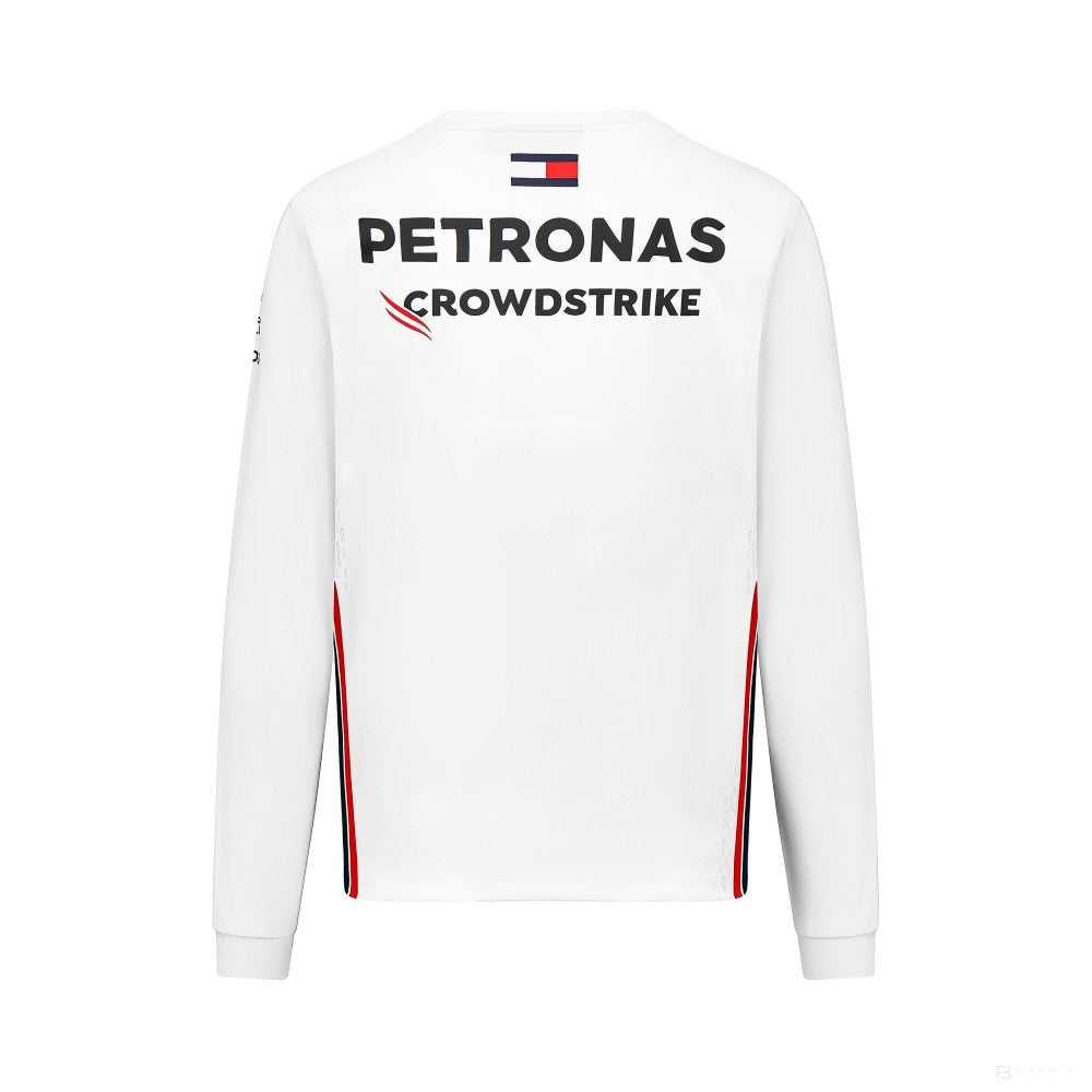 Mercedes Team Herren Langarm Fahrer T-Shirt, Weiß, 2023