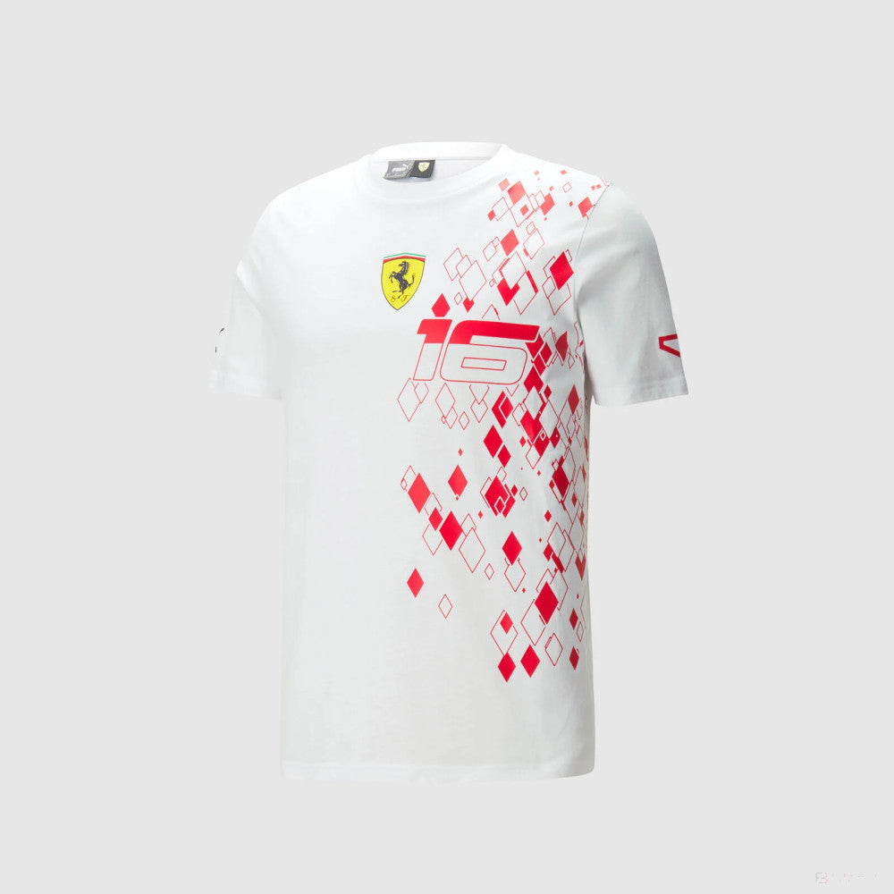 Ferrari t-shirt, polo, Leclerc SE, white, 2023 - FansBRANDS®