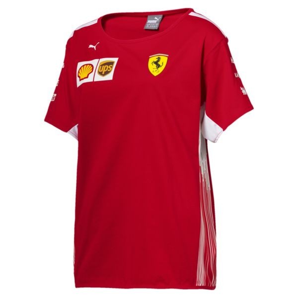 2018, Rot, Ferrari Round Neck Damen Team T-shirt