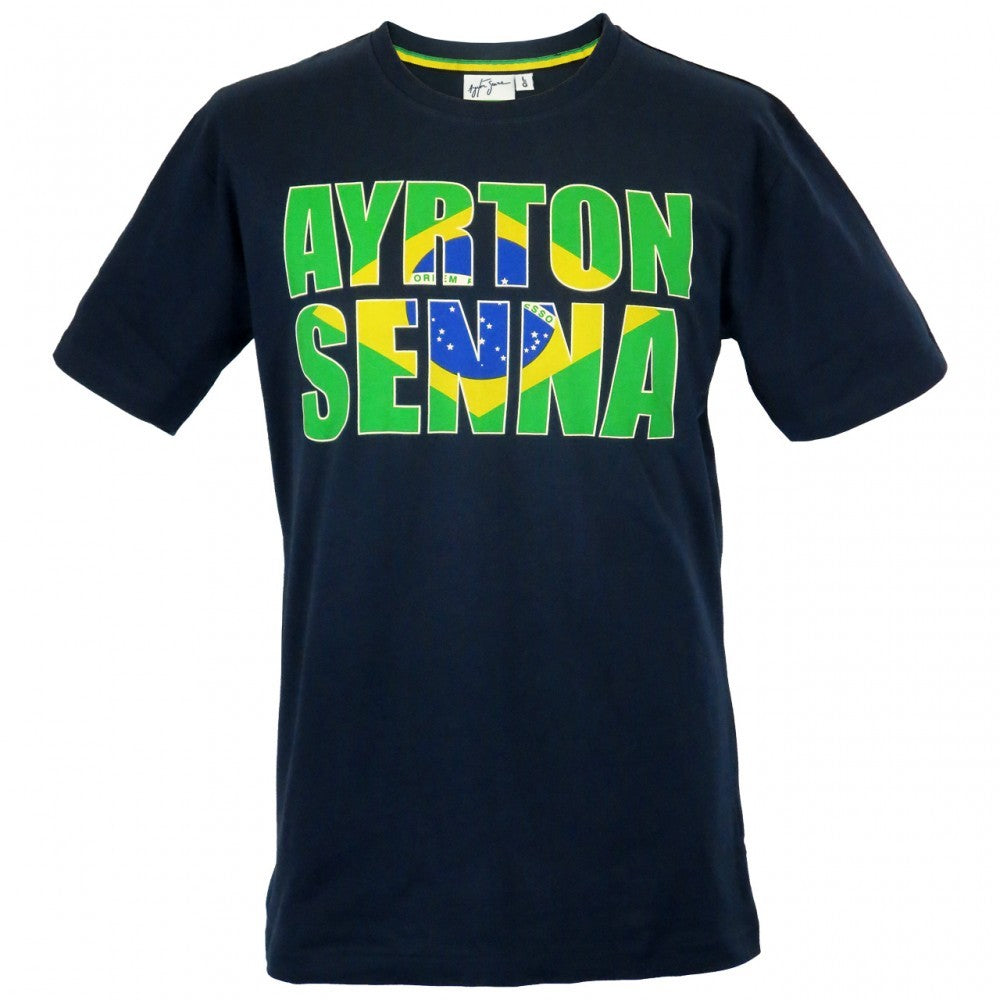 2016, Blau, Senna Round Neck Brazil T-shirt