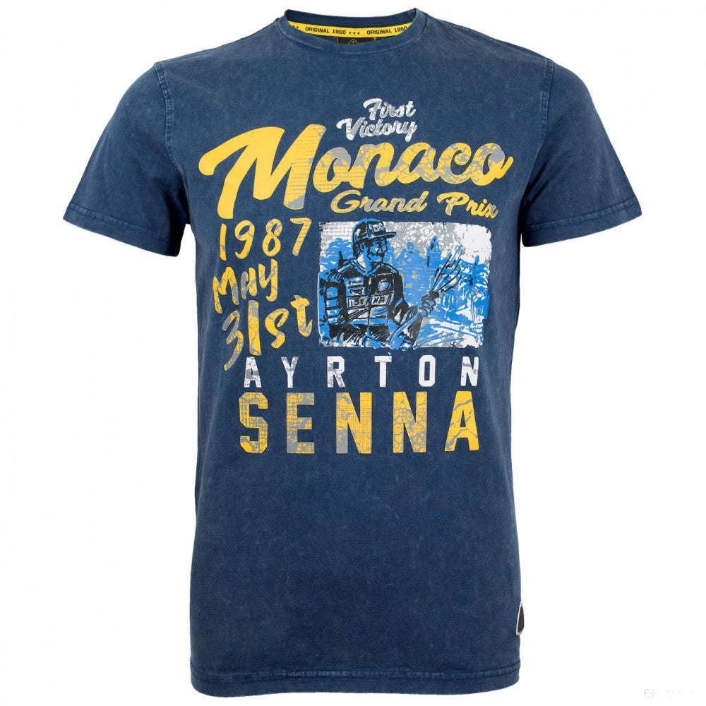 2018, Blau, Senna Round Neck Monaco 1987 T-shirt