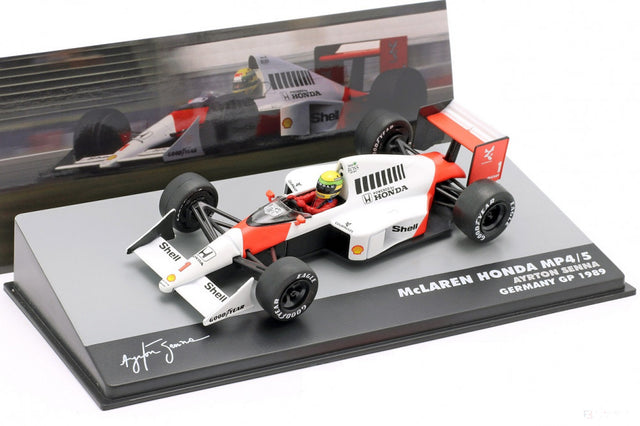 1993, Weiß, 1:43, Ayrton Senna McLaren MP4/5 #1 Germany GP 1989 Modellauto - FansBRANDS®