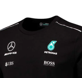 2017, Schwarz, Mercedes Rundhals Kinder Team T-shirt