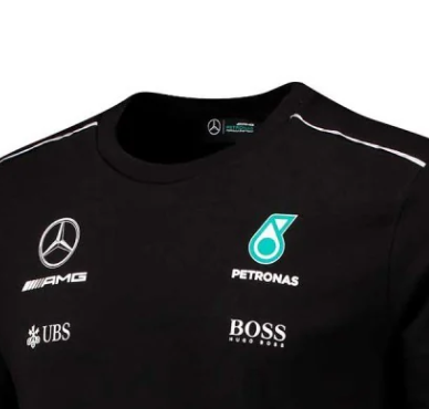 Camiseta infantil de cuello redondo del equipo Mercedes 2017, negra